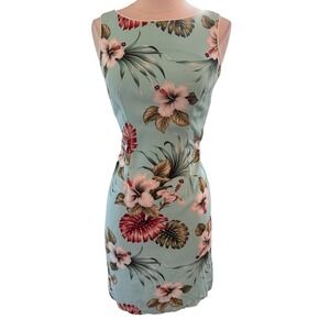 Paradise Bay Womens Blue Hibiscus Floral Tropical Sheath Dress Made in Hawaii S
